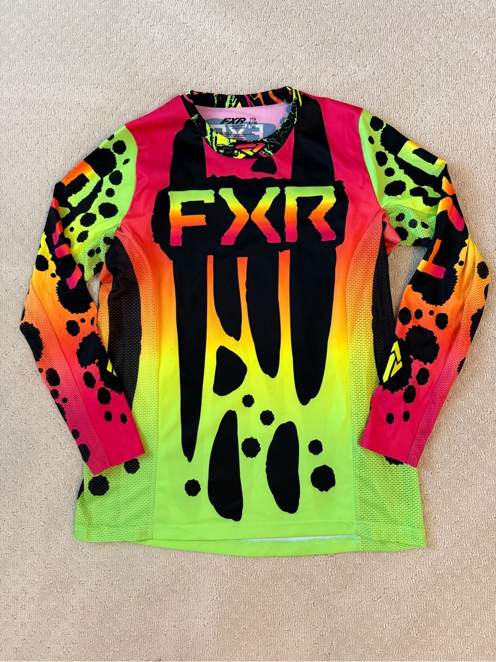 FXR Youth Motocross Dirt Bike Jersey & Pants Set XL/14 28 Waist Neon 90s Y2K MX